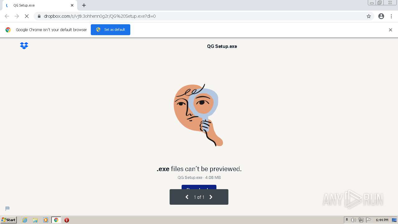 Https Www Dropbox Com S Vjtk3ohhenn0g2r Qg 20setup Exe Dl 0 Any Run Free Malware Sandbox Online