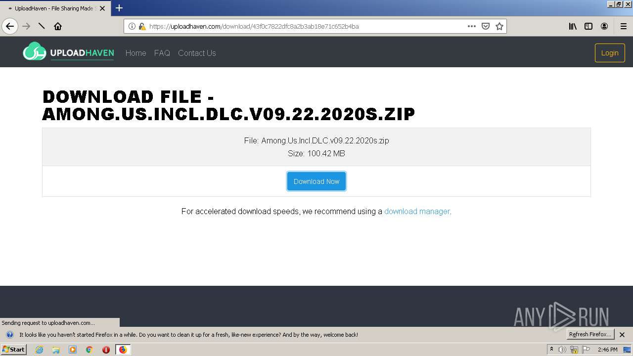 Uploadhaven Com Download 43f0c72dfc8a2b3ab18e71c652b4ba Any Run Free Malware Sandbox Online