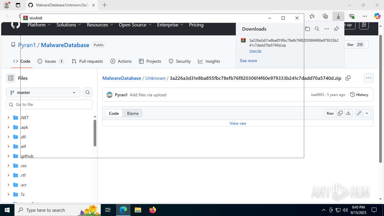 Malware analysis https://github.com/Pyran1/MalwareDatabase/blob/master ...