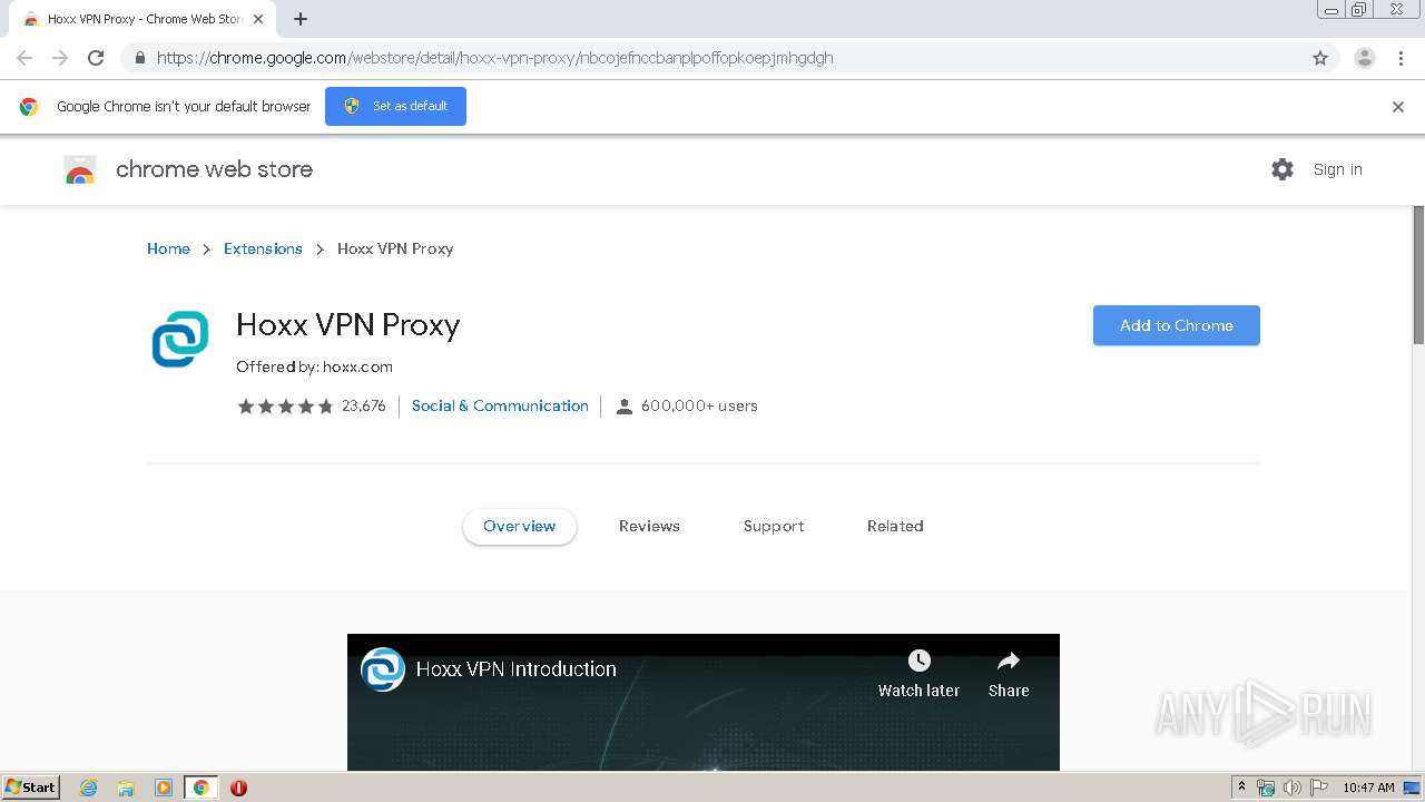 Https Chrome Google Com Webstore Detail Hoxx Vpn Proxy Nbcojefnccbanplpoffopkoepjmhgdgh Any Run Free Malware Sandbox Online