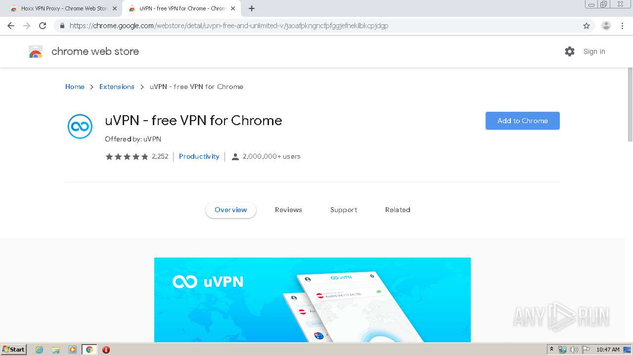 Https Chrome Google Com Webstore Detail Hoxx Vpn Proxy Nbcojefnccbanplpoffopkoepjmhgdgh Any Run Free Malware Sandbox Online