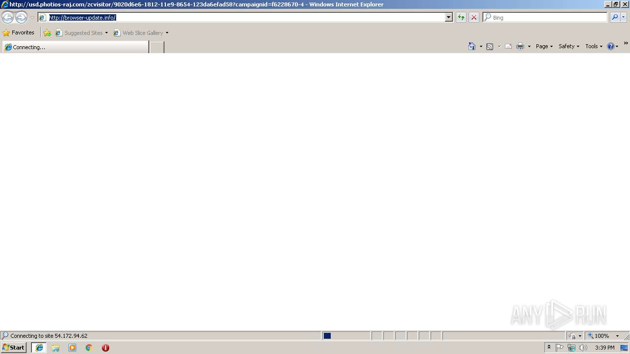browser update info any run free malware sandbox onlinescreenshot of unknown taken from 36626 ms from task started
