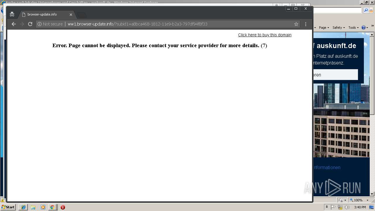 browser update info any run free malware sandbox onlinescreenshot of unknown taken from 78945 ms from task started