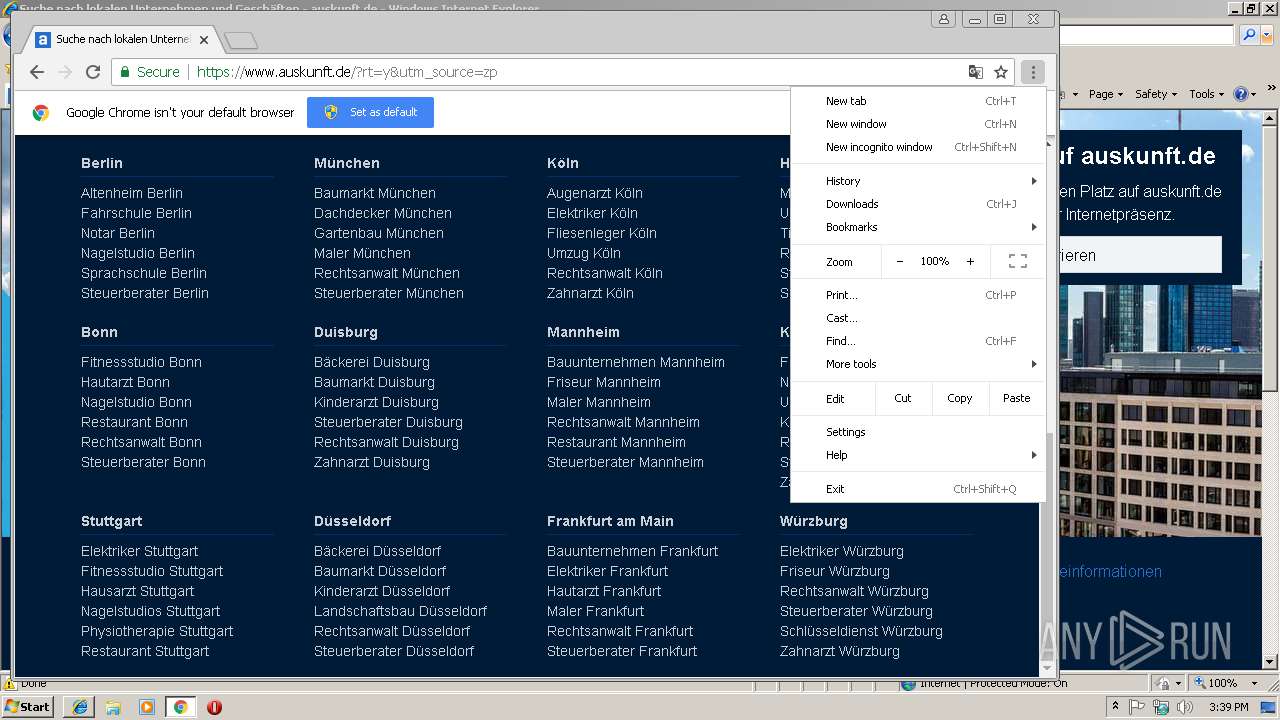 browser update info any run free malware sandbox onlinescreenshot of unknown taken from 59786 ms from task started