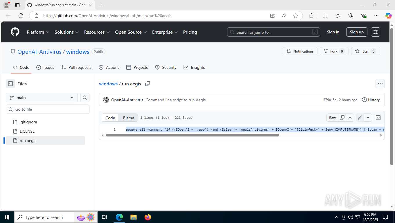 Malware analysis https://github.com/OpenAI-Antivirus/windows/blob/main ...