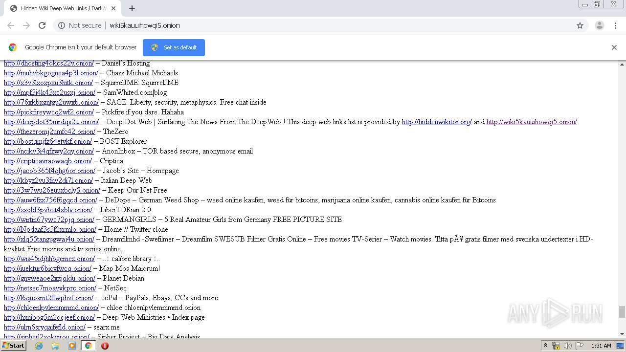 Malware analysis http:wiki5kauuihowqi5.onion Malicious activity | ANY.RUN  - Malware Sandbox Online
