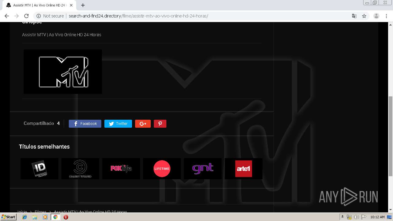 Malware analysis http://search-and-find24.directory/filme/assistir -nick-jr-ao-vivo-online-hd-24-horas/ Malicious activity | ANY.RUN - Malware  Sandbox Online