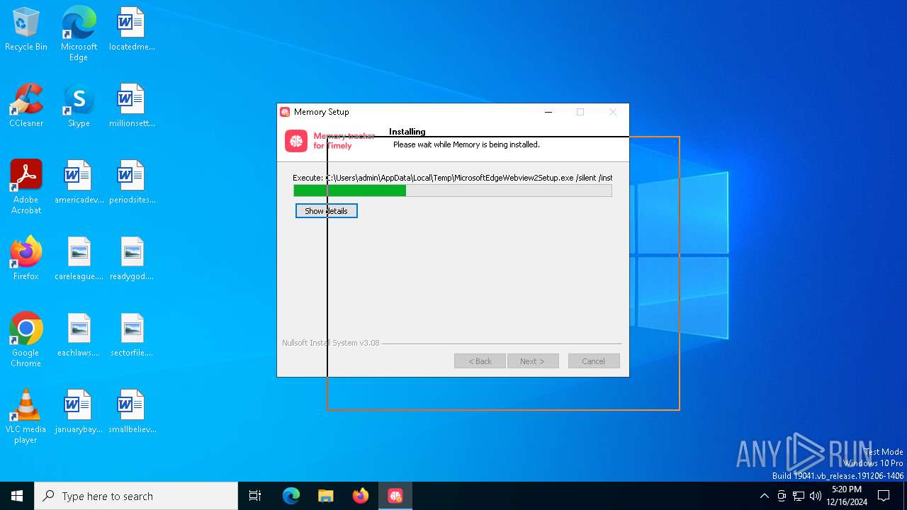 Malware analysis Memory Setup exe Malicious activity ANY RUN Malware analysis Memory Setup exe Malicious activity ANY RUN