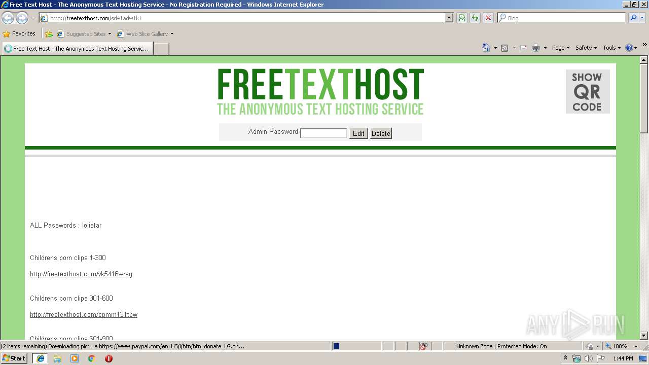 Malware analysis http://freetexthost.com/sd41adw1k1 No threats detected |  ANY.RUN - Malware Sandbox Online