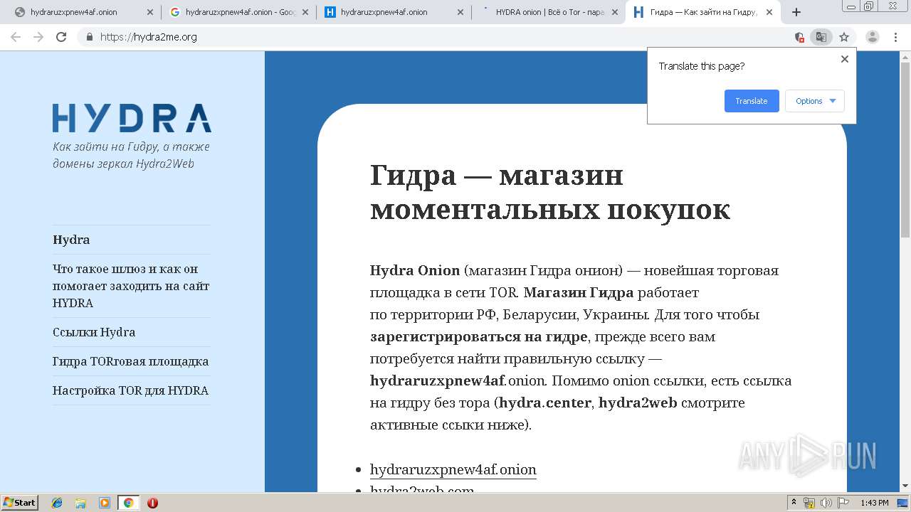 русский в tor browser hydra2web