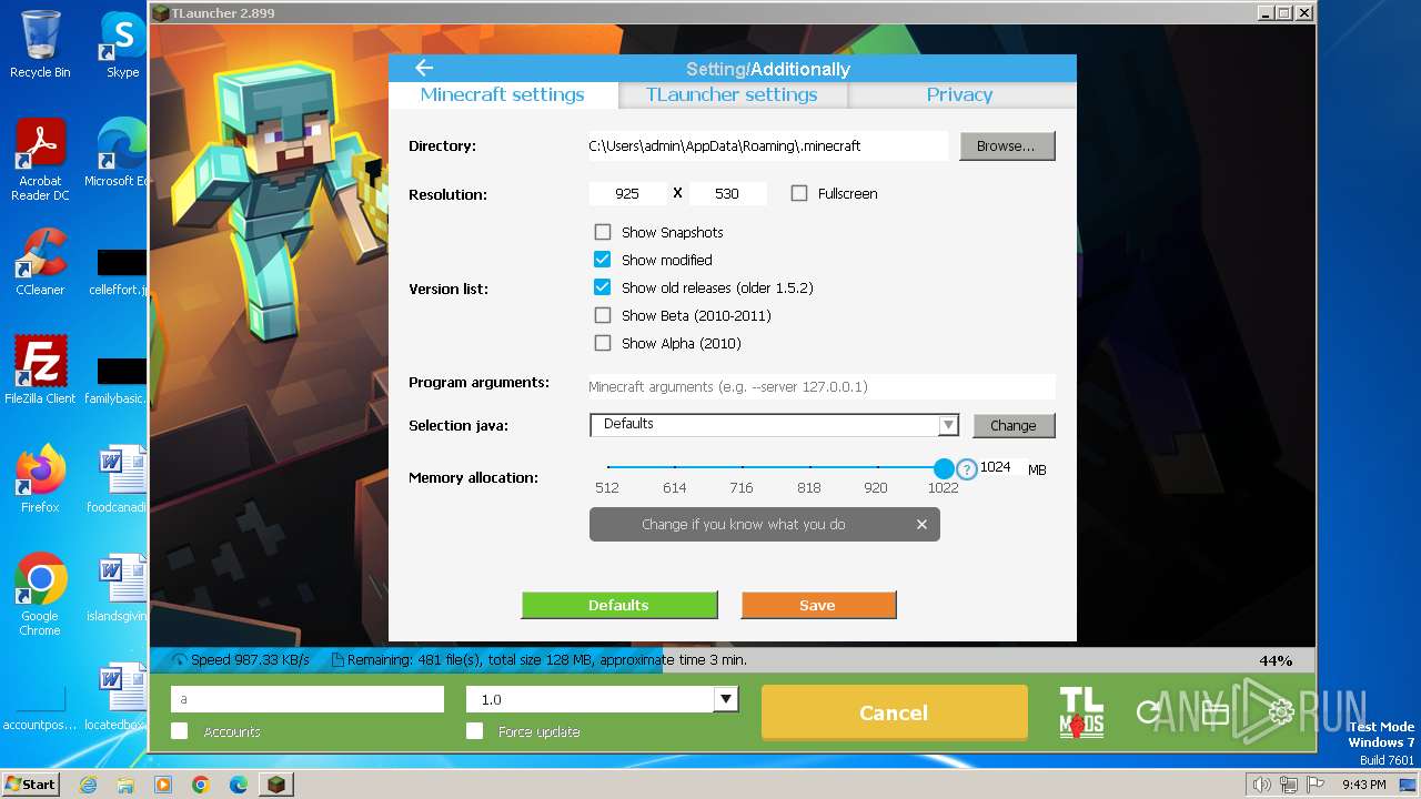 Malware analysis https://tlauncher.org/en/ Malicious activity | ANY.RUN ...