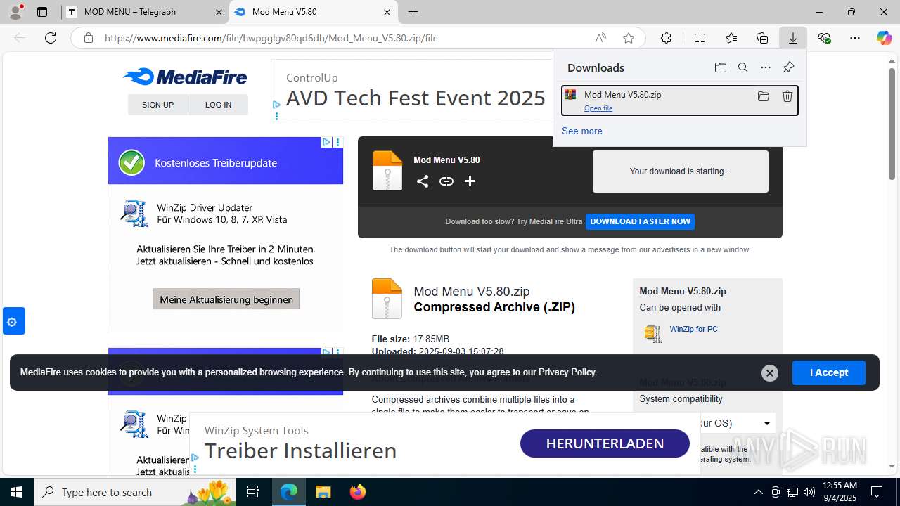 Malware analysis telegra.ph/MOD-MENU-02-11 Malicious activity | ANY.RUN ...