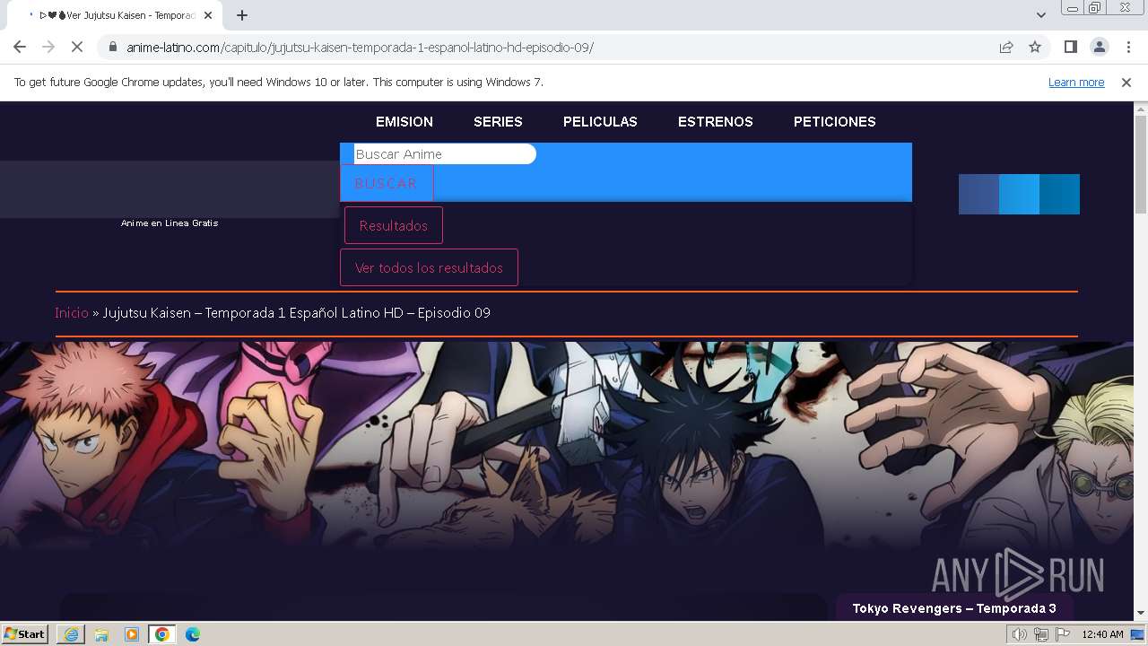 Malware analysis https://anime-latino .com/capitulo/jujutsu-kaisen-temporada-1-espanol-latino-hd-episodio-09/  Malicious activity | ANY.RUN - Malware Sandbox Online