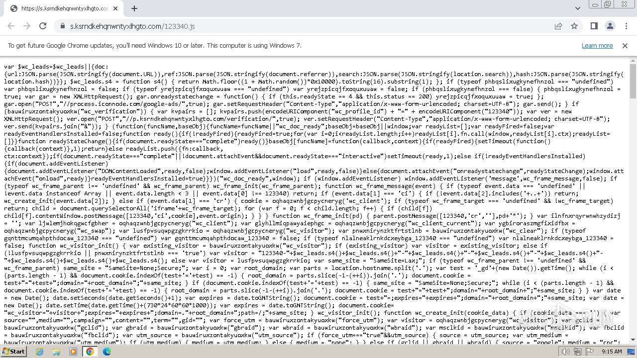 Malware analysis s.ksrndkehqnwntyxlhgto.com/123340.js Malicious ...