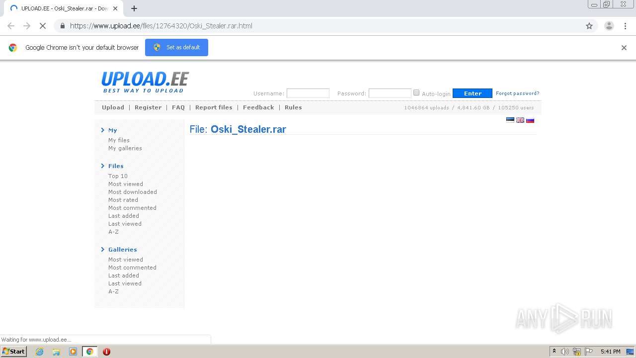 Www Upload Ee Files Oski Stealer Rar Html Any Run Free Malware Sandbox Online