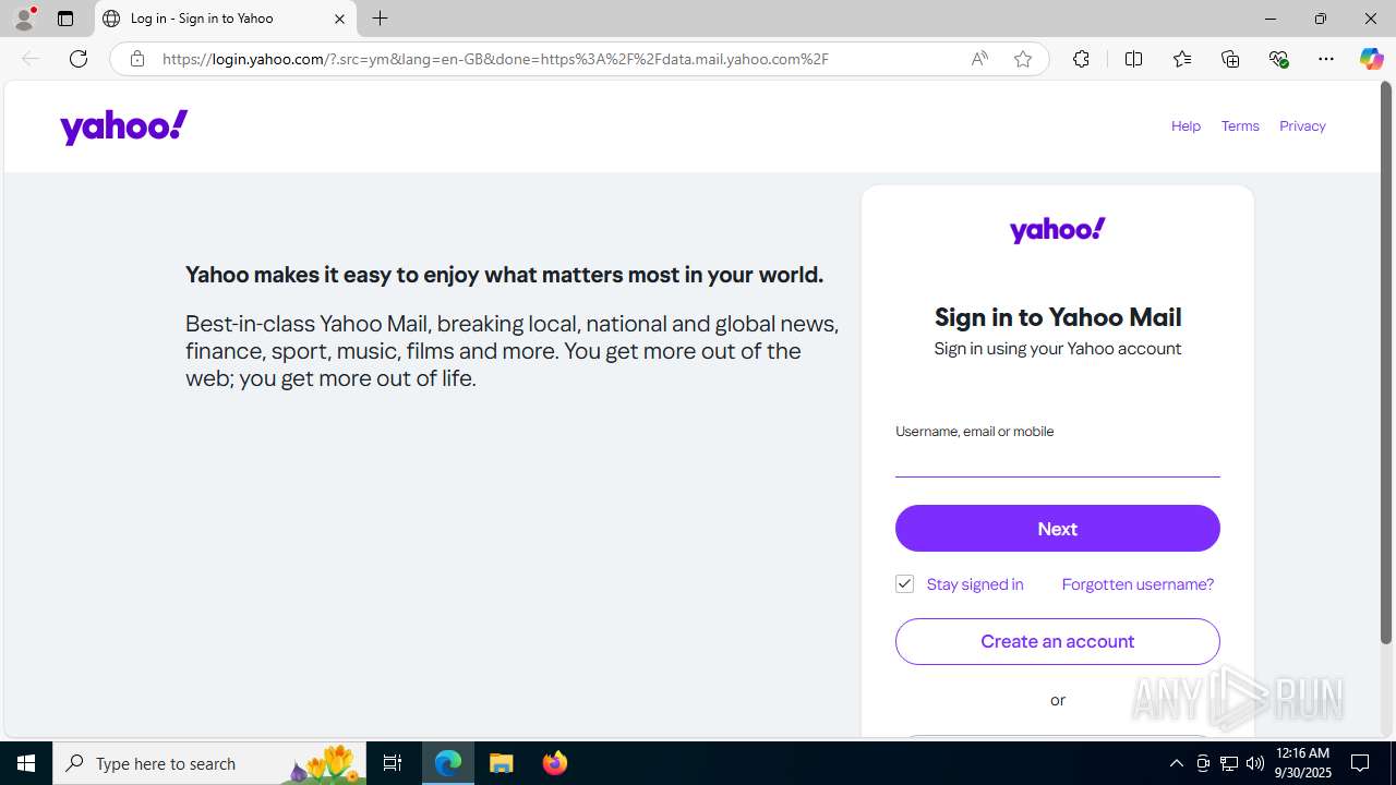 Malware analysis data.mail.yahoo.com No threats detected | ANY.RUN ...