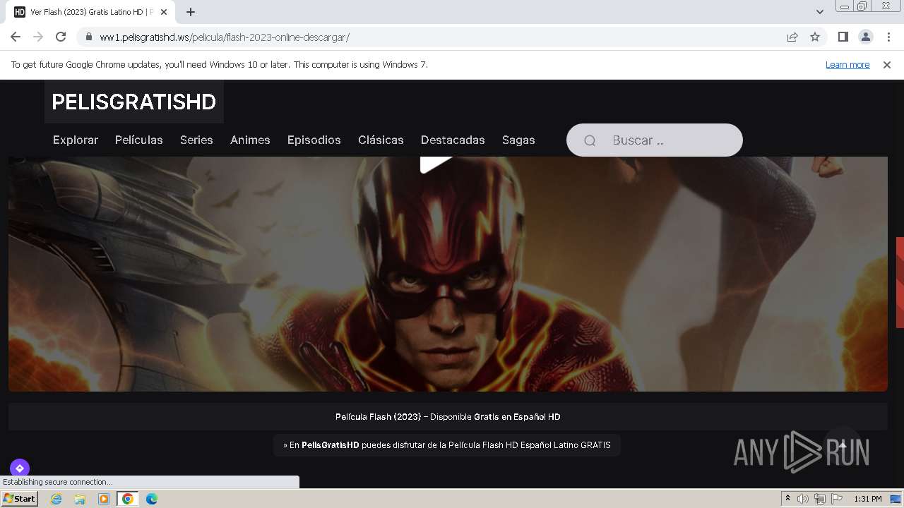 Malware analysis https://ww1.pelisgratishd.ws/pelicula/flash-2023-online- descargar/ Malicious activity | ANY.RUN - Malware Sandbox Online