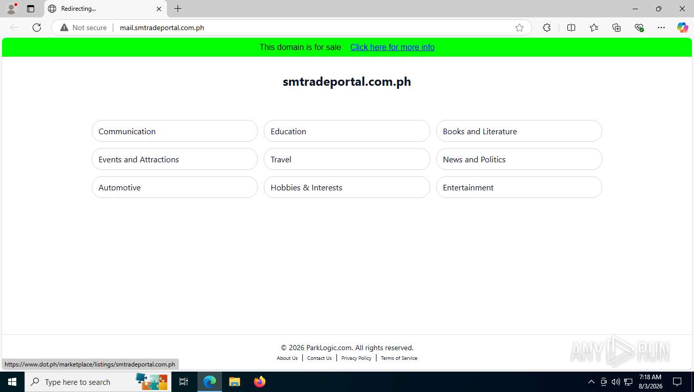 Analysis mail.smtradeportal.com.ph Malicious activity - Interactive ...