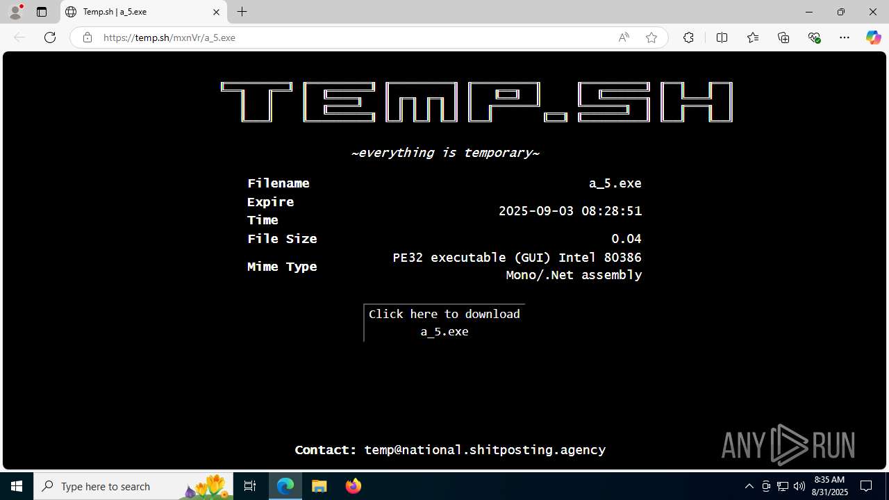 Malware analysis http://temp.sh/mxnVr/a_5.exe Malicious activity | ANY ...