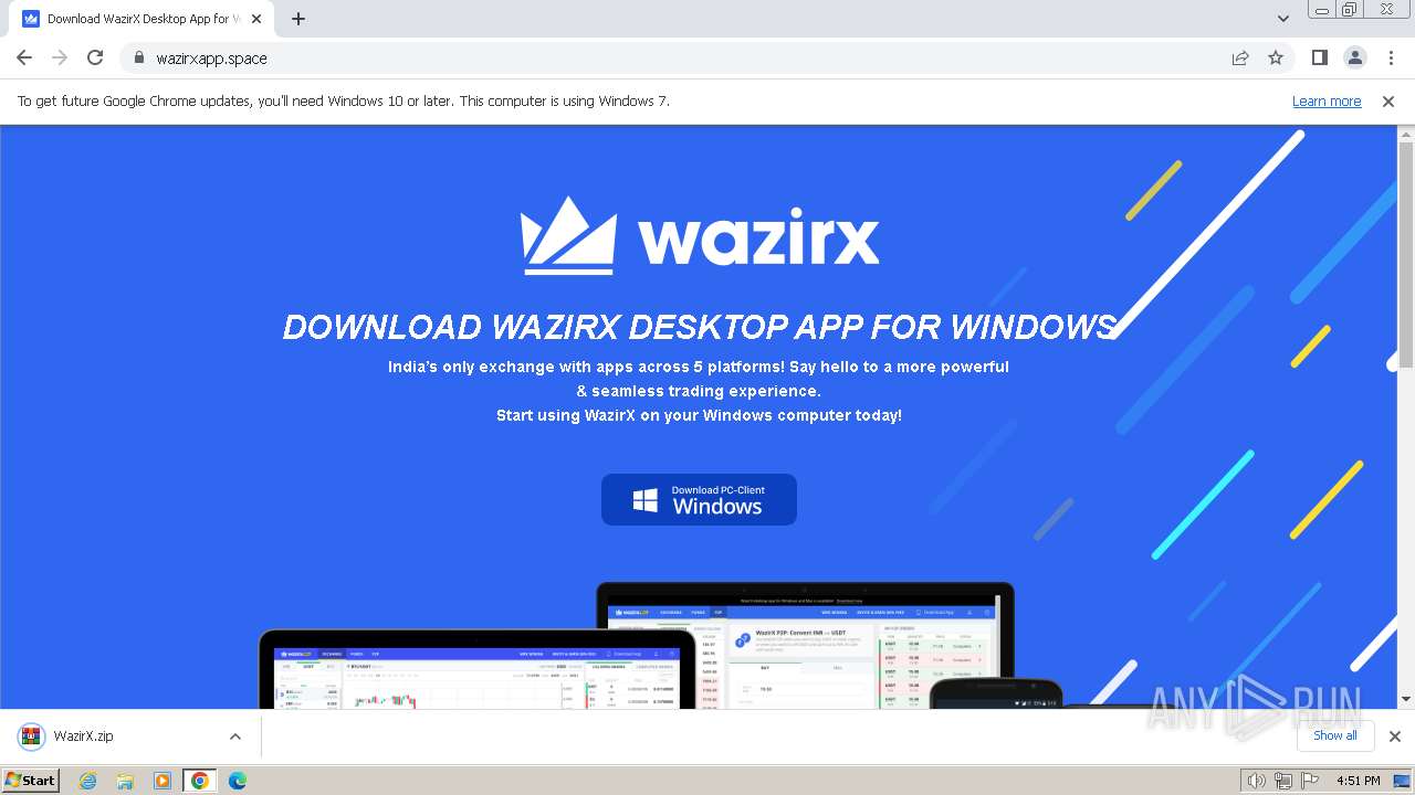 Malware analysis https://wazirxapp.space/ Malicious activity | ANY.RUN -  Malware Sandbox Online