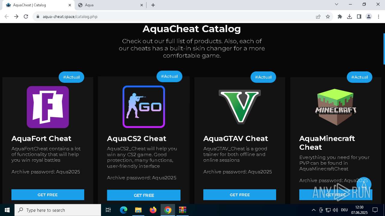 Malware analysis https://aqua-cheat.space/catalog.php Malicious ...