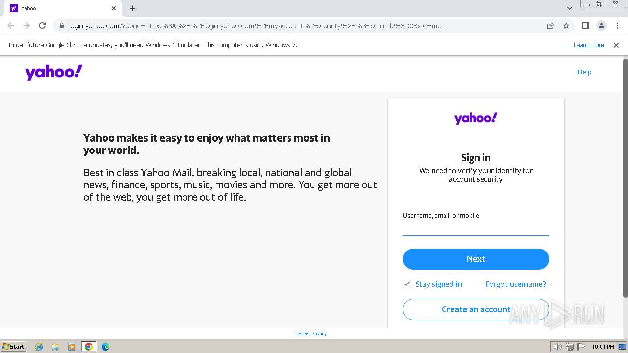 Malware analysis https://login.yahoo.com/account/security No threats ...