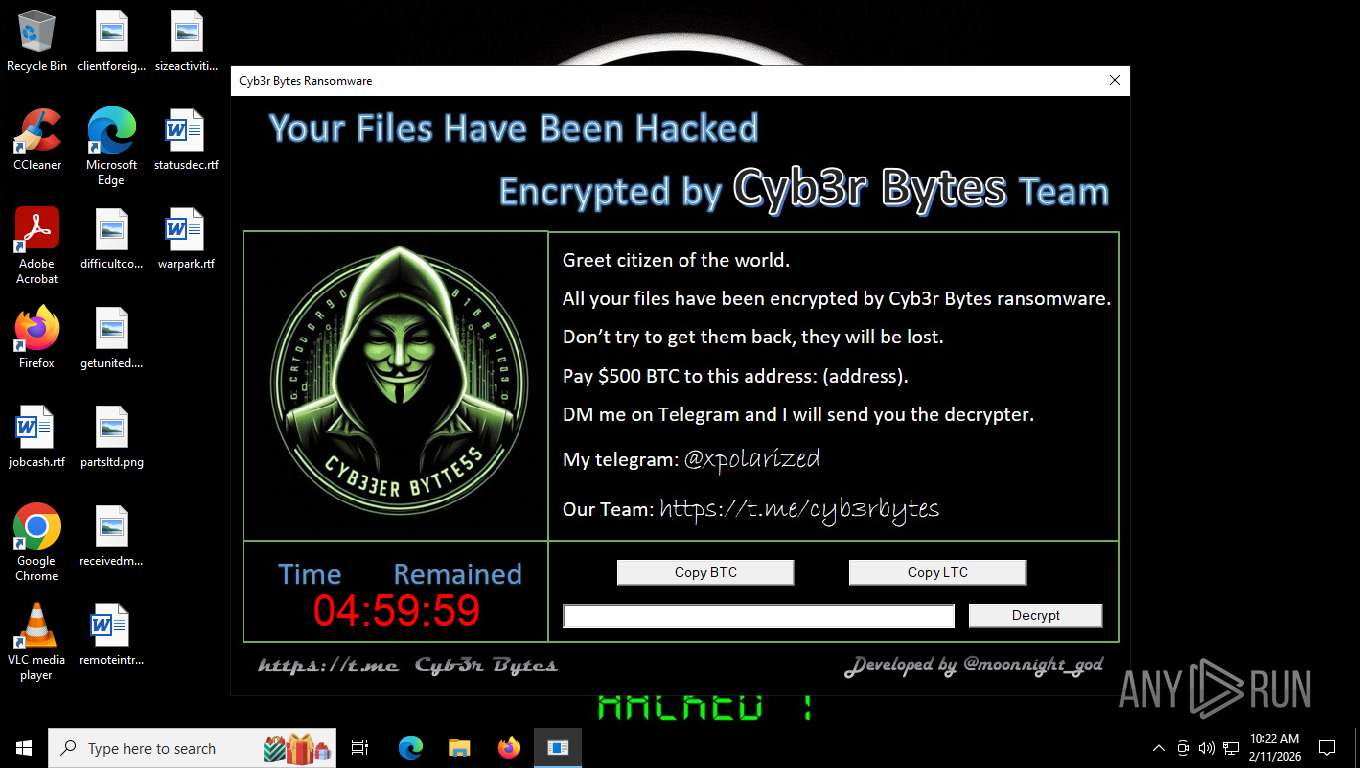 Malware analysis CyberByt3s.exe Malicious activity | ANY.RUN - Malware ...