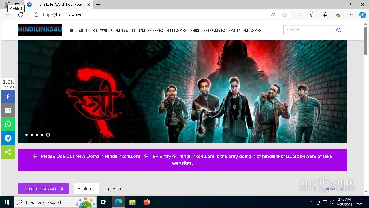 Malware analysis hindilinks4u.onl Malicious activity ANY.RUN Malware Sandbox Online