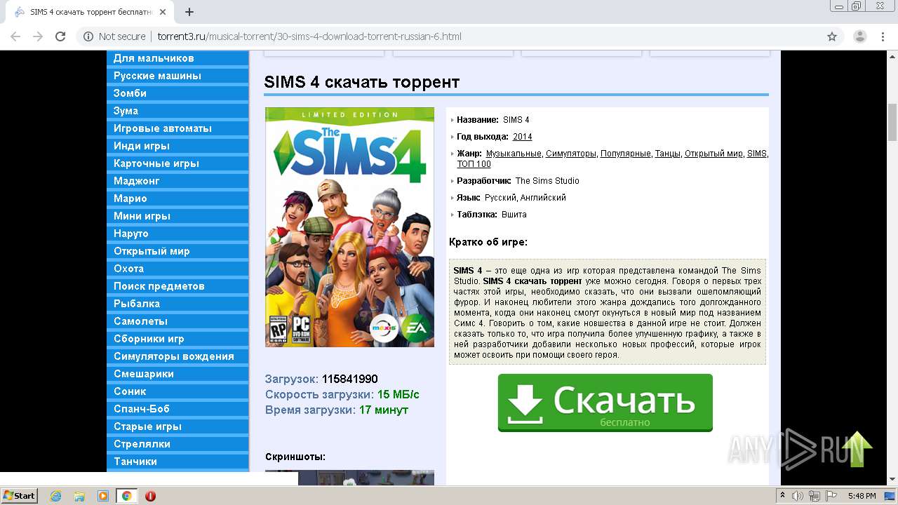 Malware analysis http://torrent3.ru/musical-torrent/30-sims-4-download- torrent-russian-6.html Malicious activity | ANY.RUN - Malware Sandbox Online