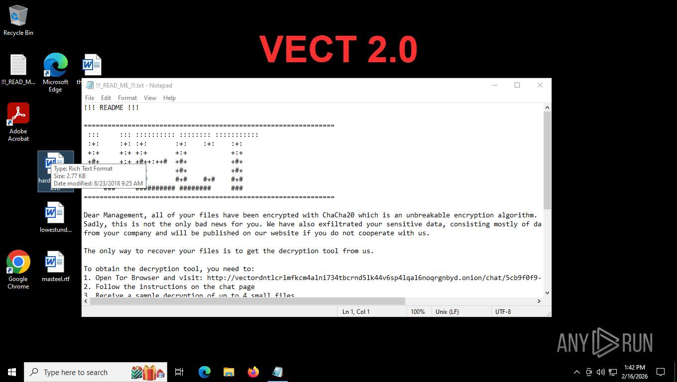 Malware analysis vect.exe Malicious activity | ANY.RUN - Malware ...