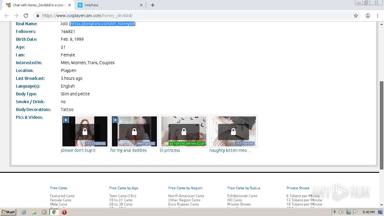 Malware analysis https://www.cosplayercam.com/honey_devildoll/ Malicious  activity | ANY.RUN - Malware Sandbox Online