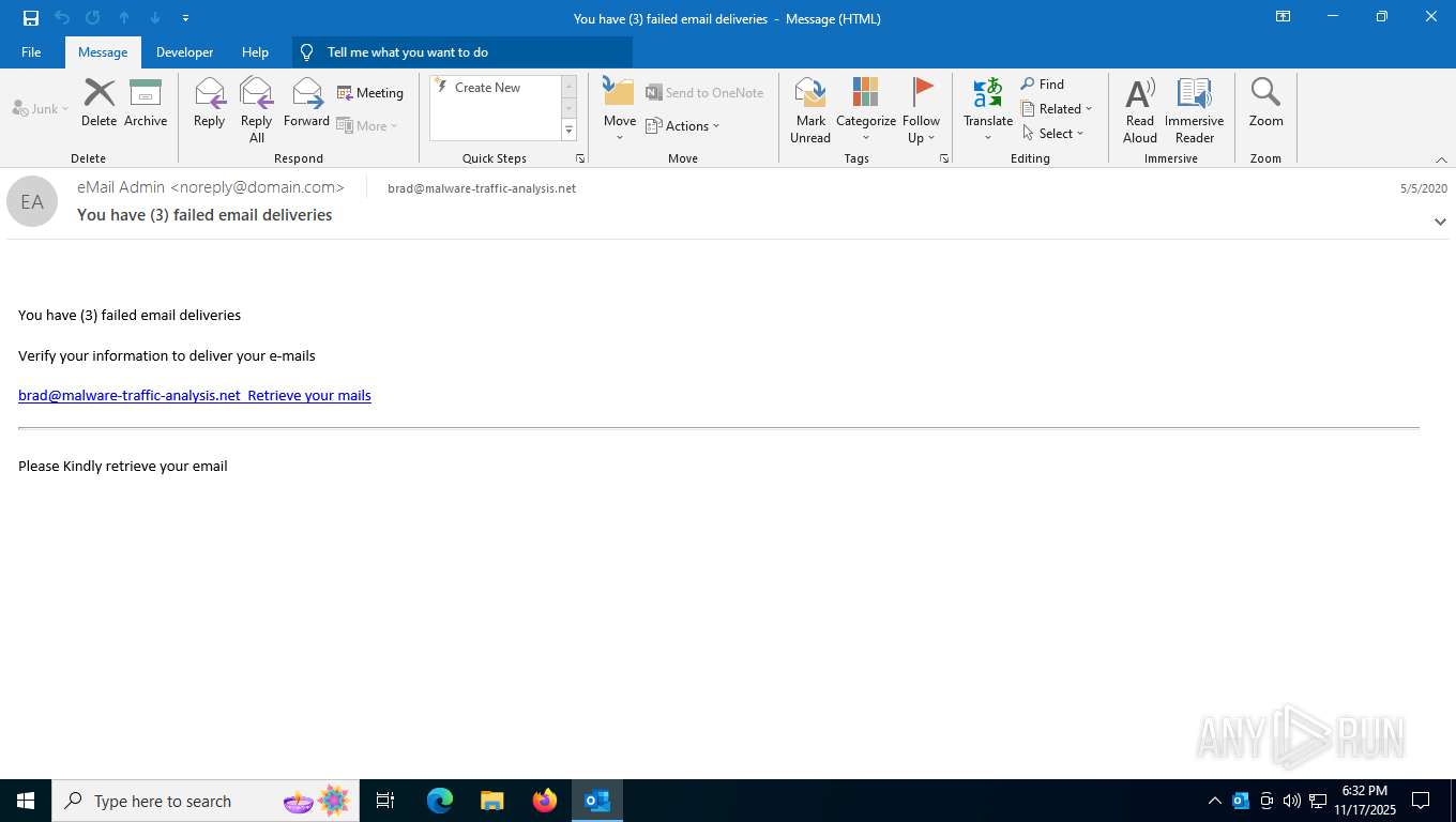 Malware analysis 2020-05-05-phishing-email-example-02.eml Malicious ...