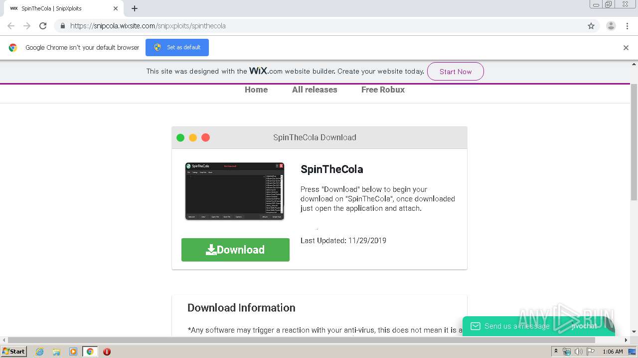 Https Snipcola Wixsite Com Snipxploits Spinthecola Any Run Free Malware Sandbox Online