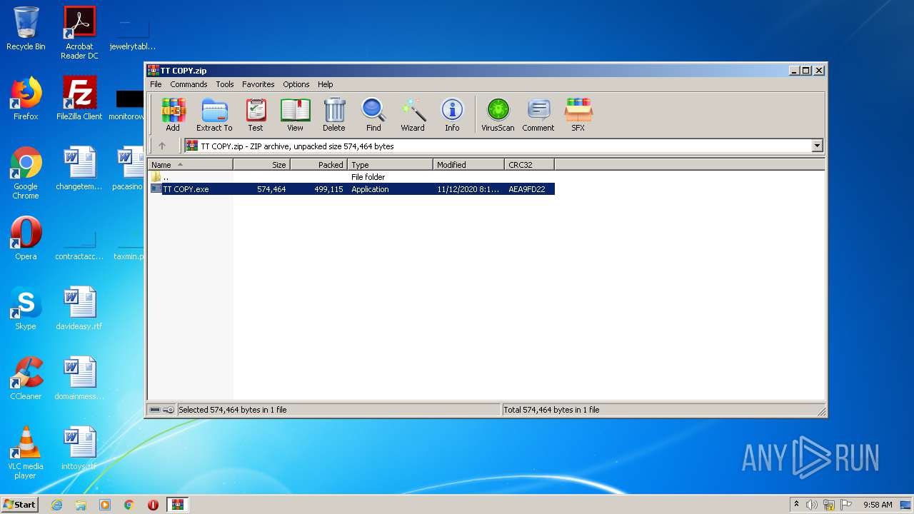 Analysis virus.zip (MD5 5CD288E5D35537C58ED79D3DF745B170) Malicious