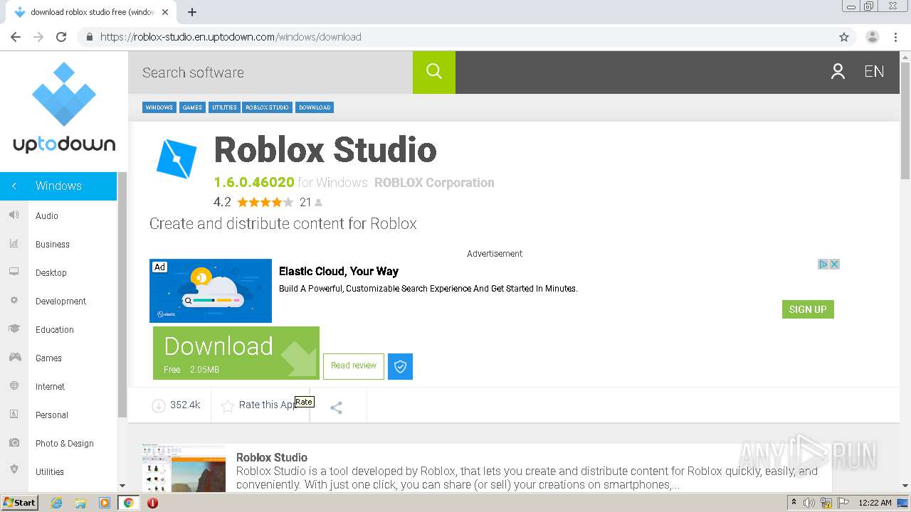 Https Roblox Studio En Uptodown Com Windows Any Run Free Malware Sandbox Online - how to change elasticity on roblox studio