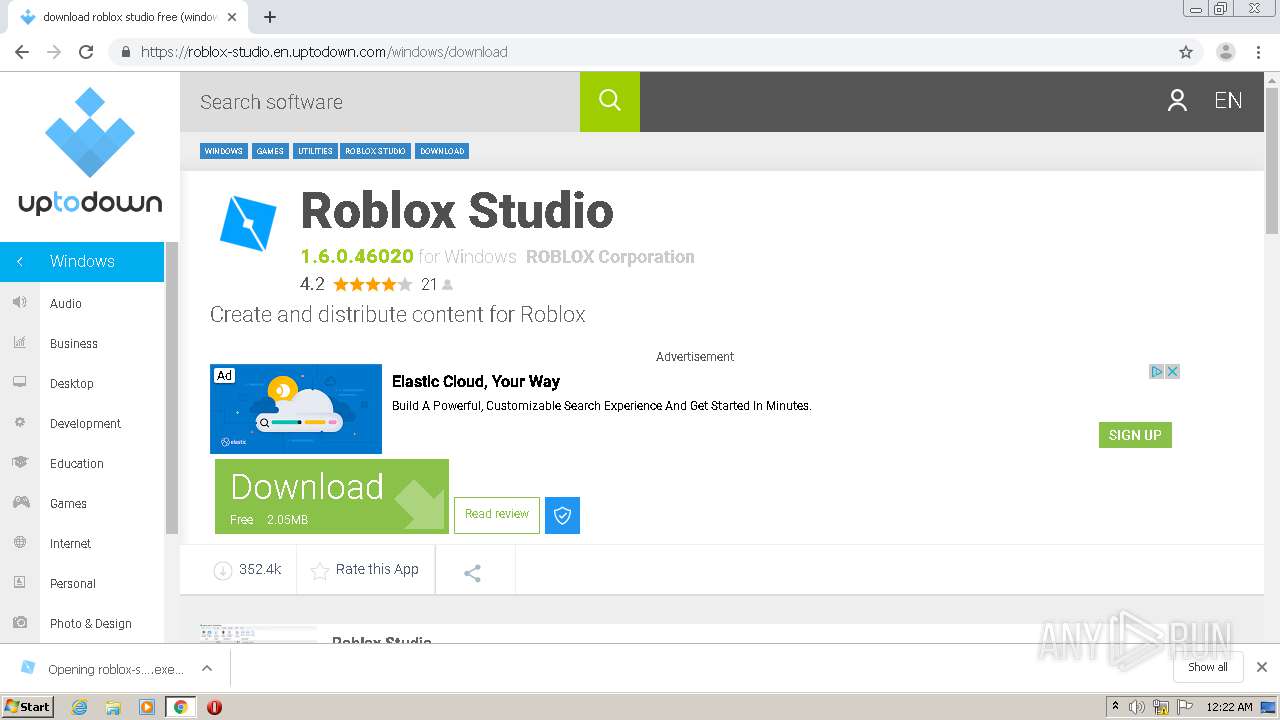 Https Roblox Studio En Uptodown Com Windows Any Run Free Malware Sandbox Online - download roblox latest version uptodown