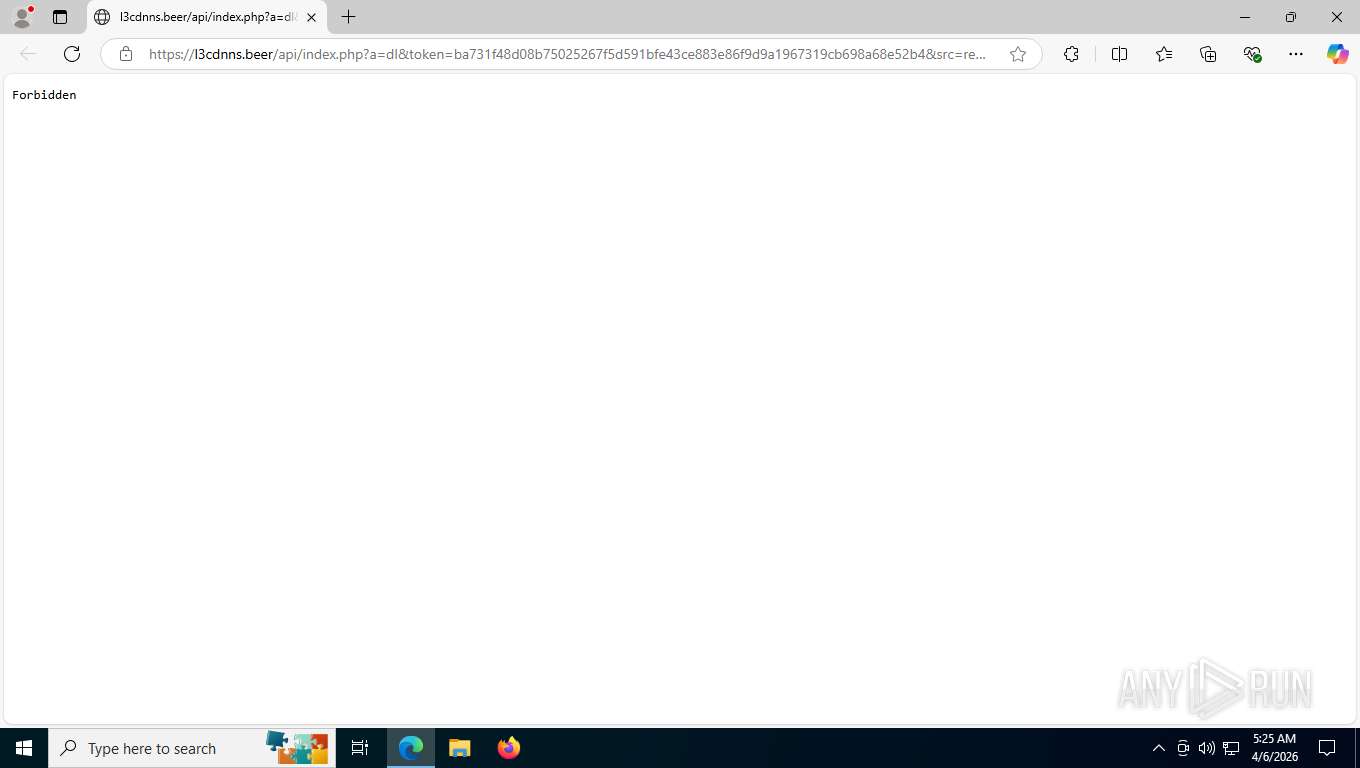 Malware analysis https://l3cdnns.beer/api/index.php?a=dl&token ...