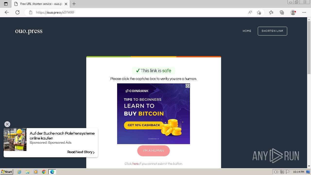 Malware analysis https://ouo.io/96eE2P Malicious activity | ANY.RUN -  Malware Sandbox Online