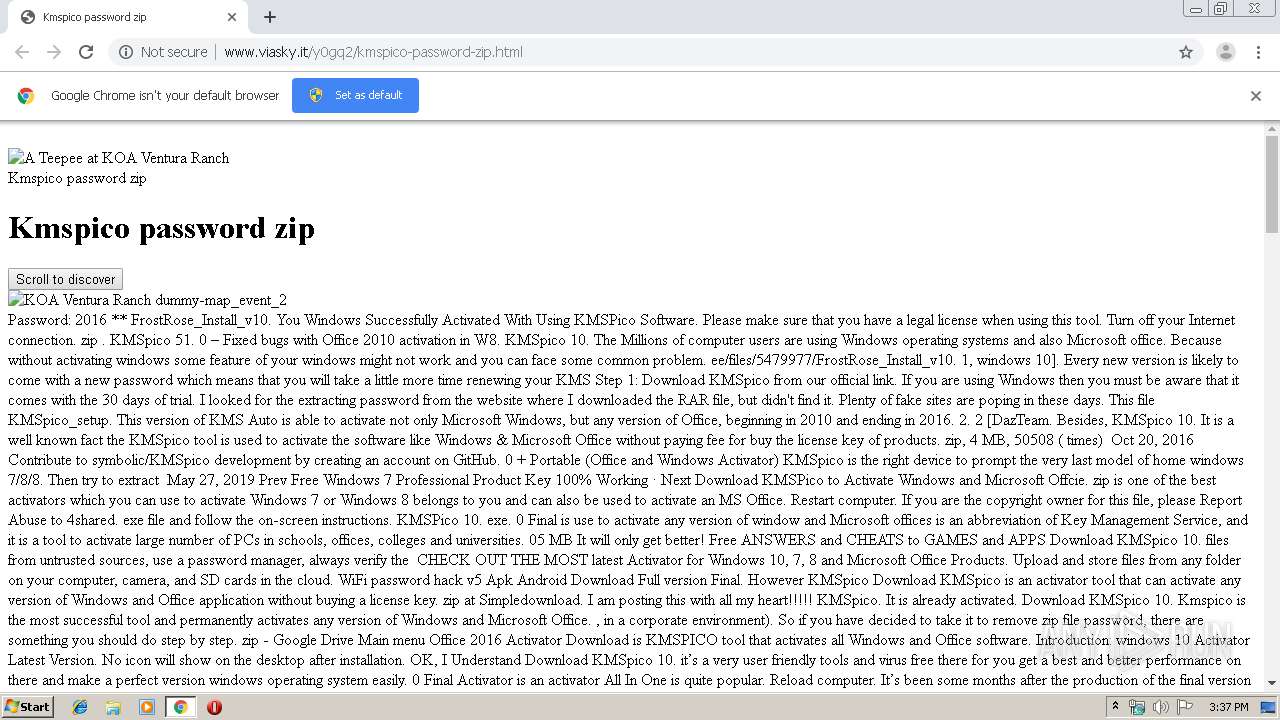 Malware analysis http//www.viasky.it/y0gq2/kmspicopasswordzip.html