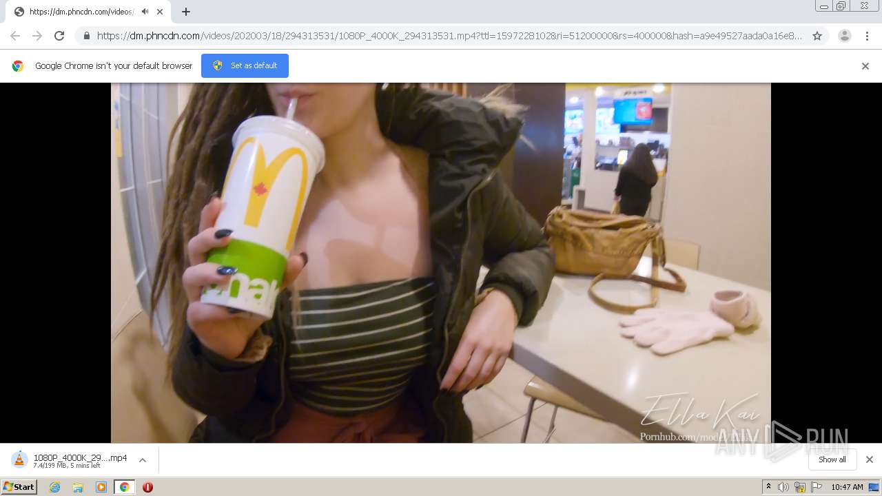 Malware analysis dm.phncdn.comvideos202003182943135311080P_4000K_294313531.mp4?ttl=1597228102&ri=51200000&rs=400000&hash=a9e49527aada0a16e89a8644c855f013  Malicious activity | ANY.RUN - Malware Sandbox Online