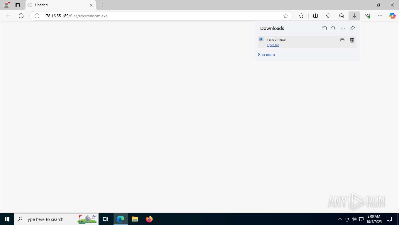 Malware analysis http://178.16.55.189/files/rdx/random.exe Malicious ...