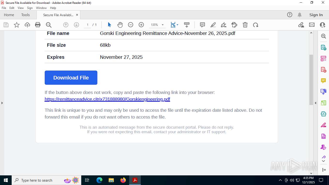Malware analysis test.pdf Malicious activity | ANY.RUN - Malware ...