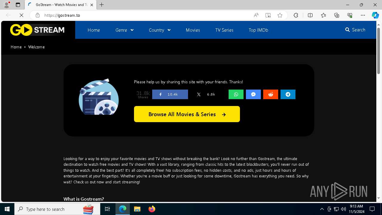 Malware analysis gostream.to Malicious activity ANY.RUN Malware Sandbox Online