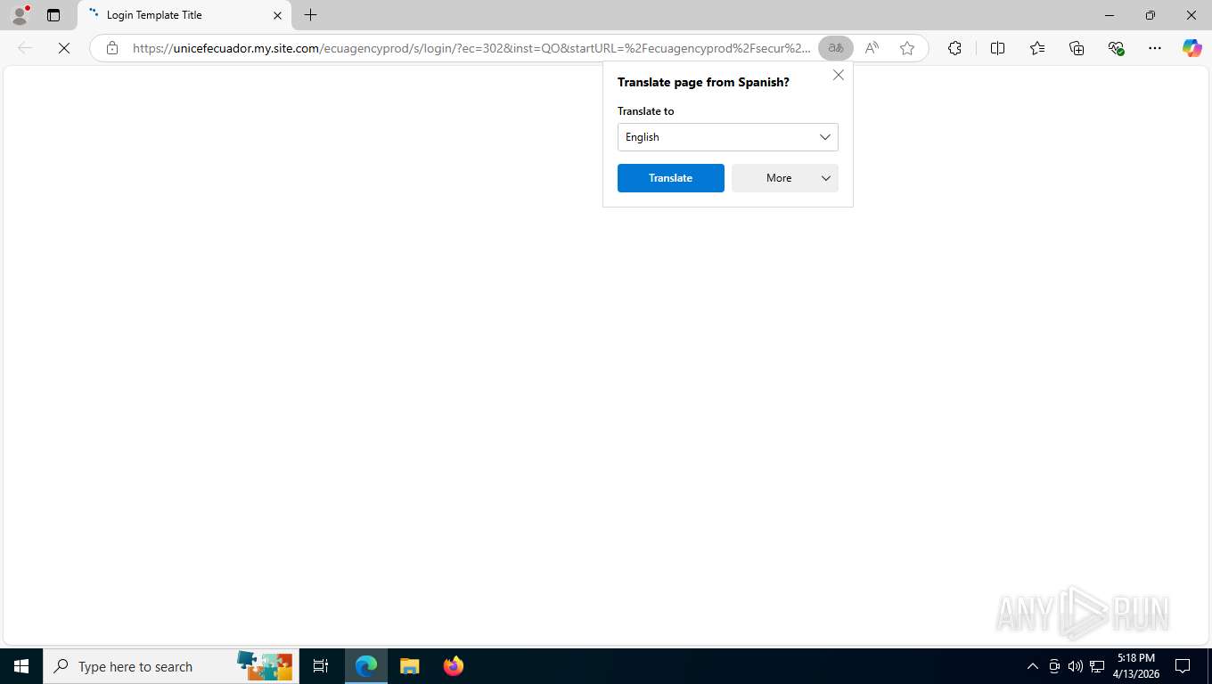 Malware analysis https://unicefecuador.my.site.com/ecuagencyprod/s ...