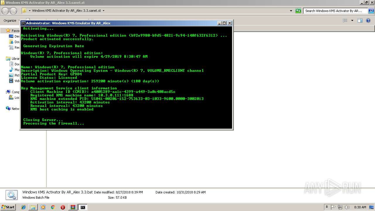 Malware analysis Windows KMS Activator By AR_Alex 3.3.sanet.st.zip  Malicious activity | ANY.RUN - Malware Sandbox Online