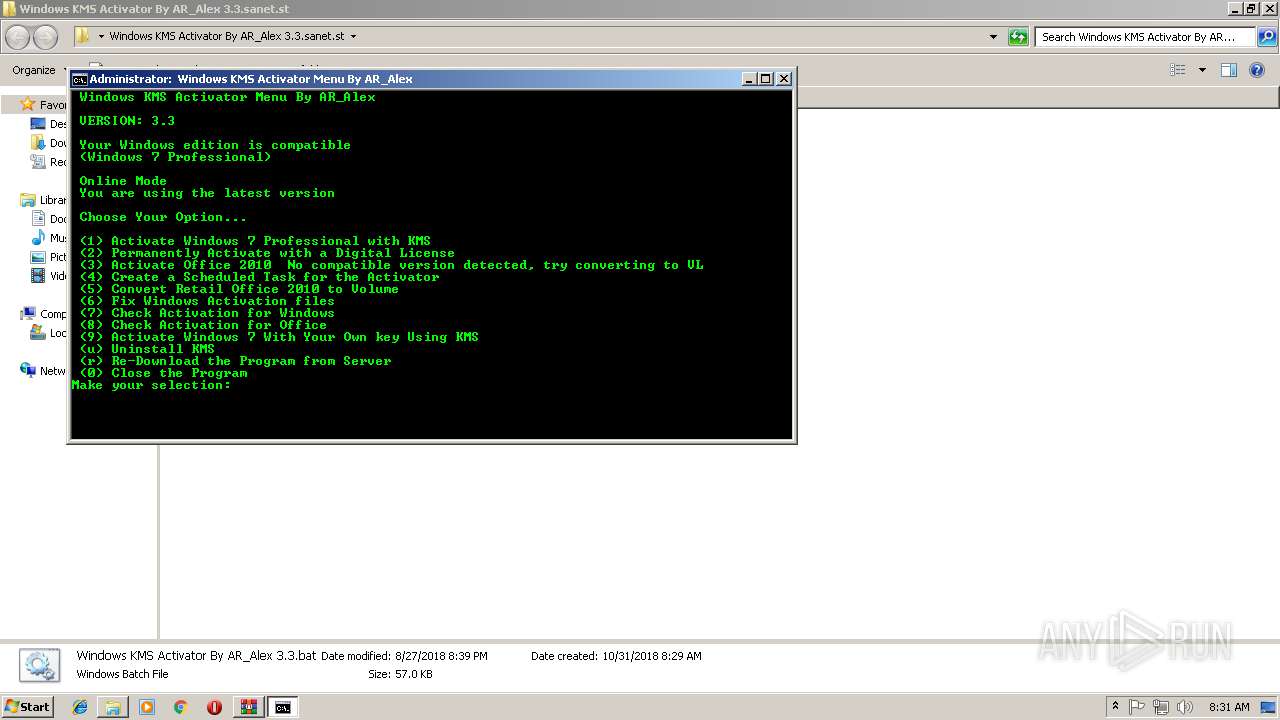 Malware analysis Windows KMS Activator By AR_Alex 3.3.sanet.st.zip  Malicious activity | ANY.RUN - Malware Sandbox Online