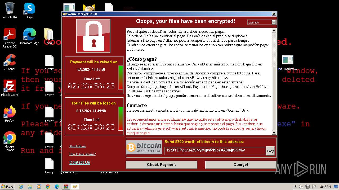 Malware analysis Ransomware.WannaCry.zip Malicious activity | ANY.RUN ...
