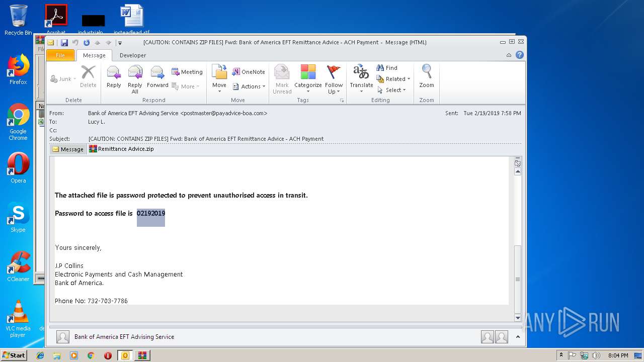 Caution Contains Zip Files Fwd Bank Of America Eft Remittance Caution Contains Zip Files Fwd Bank Of