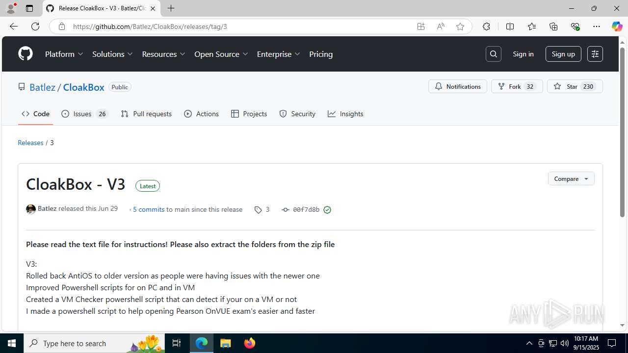 Malware analysis https://github.com/Batlez/CloakBox Malicious activity ...