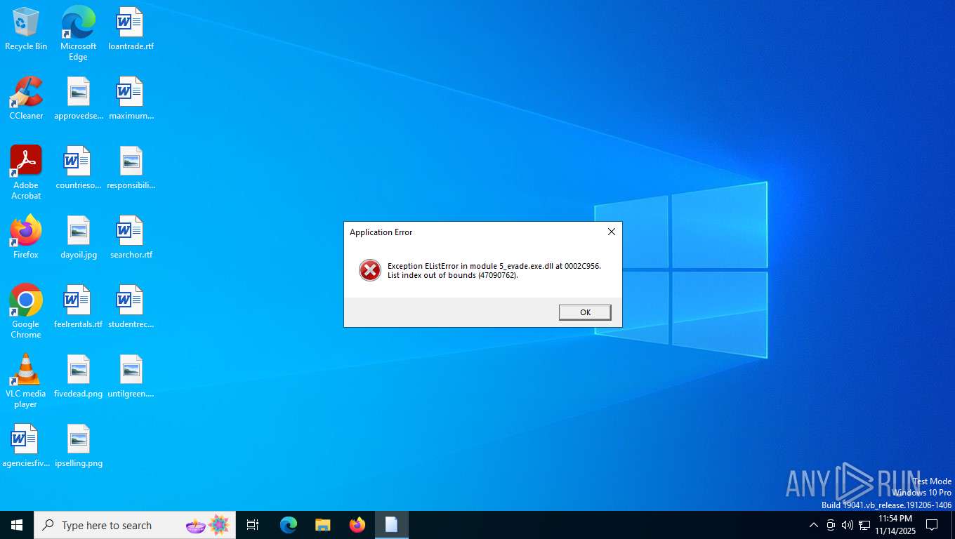 Malware analysis 5_evade.exe No threats detected | ANY.RUN - Malware ...
